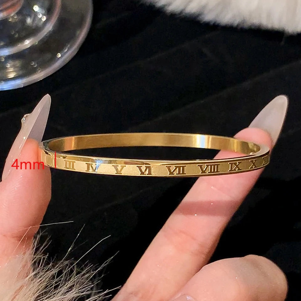 Sparkling Zirconia Stainless Steel Bracelet Set For Women
