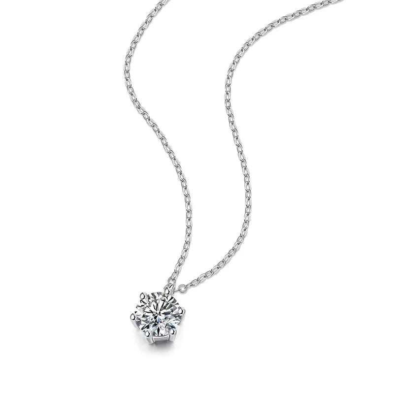 Stunning Moissanite Pendant Necklace On Sterling Silver Chain For Women