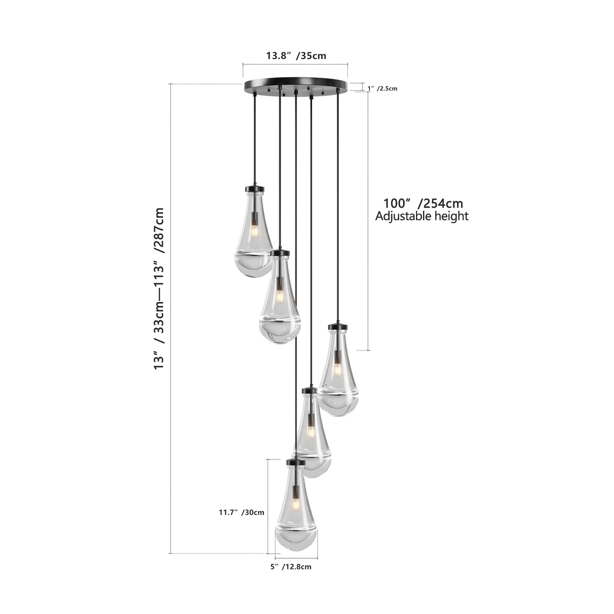 Zhikea 5 Light Cluster Pendant Chandelier For Modern Homes