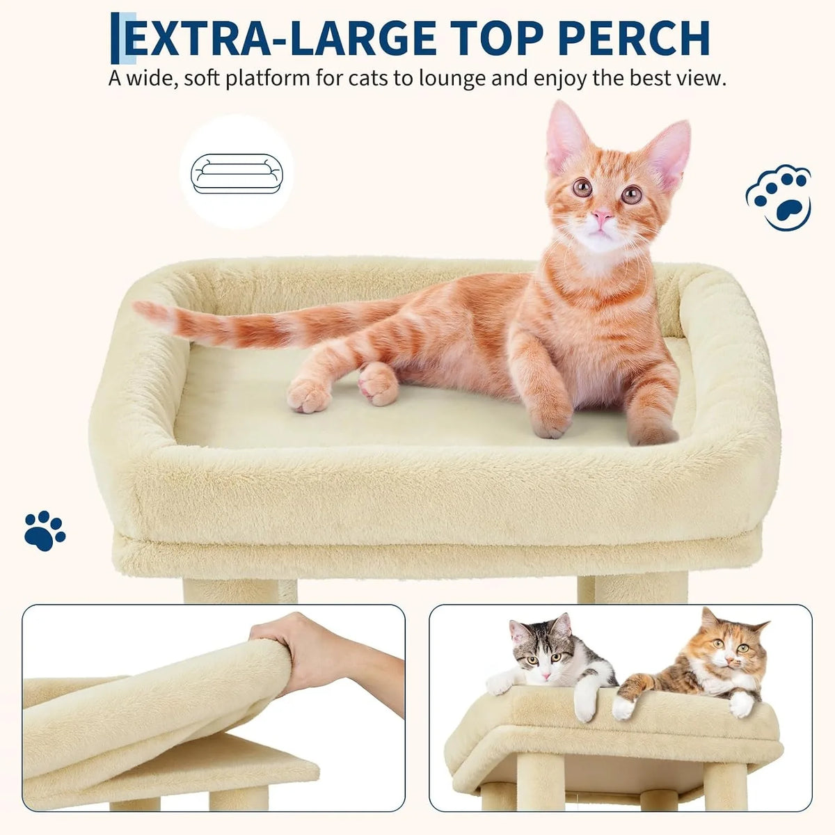 Multi-Level Cat Tree Tower With Condos, Scratching Posts And Perch