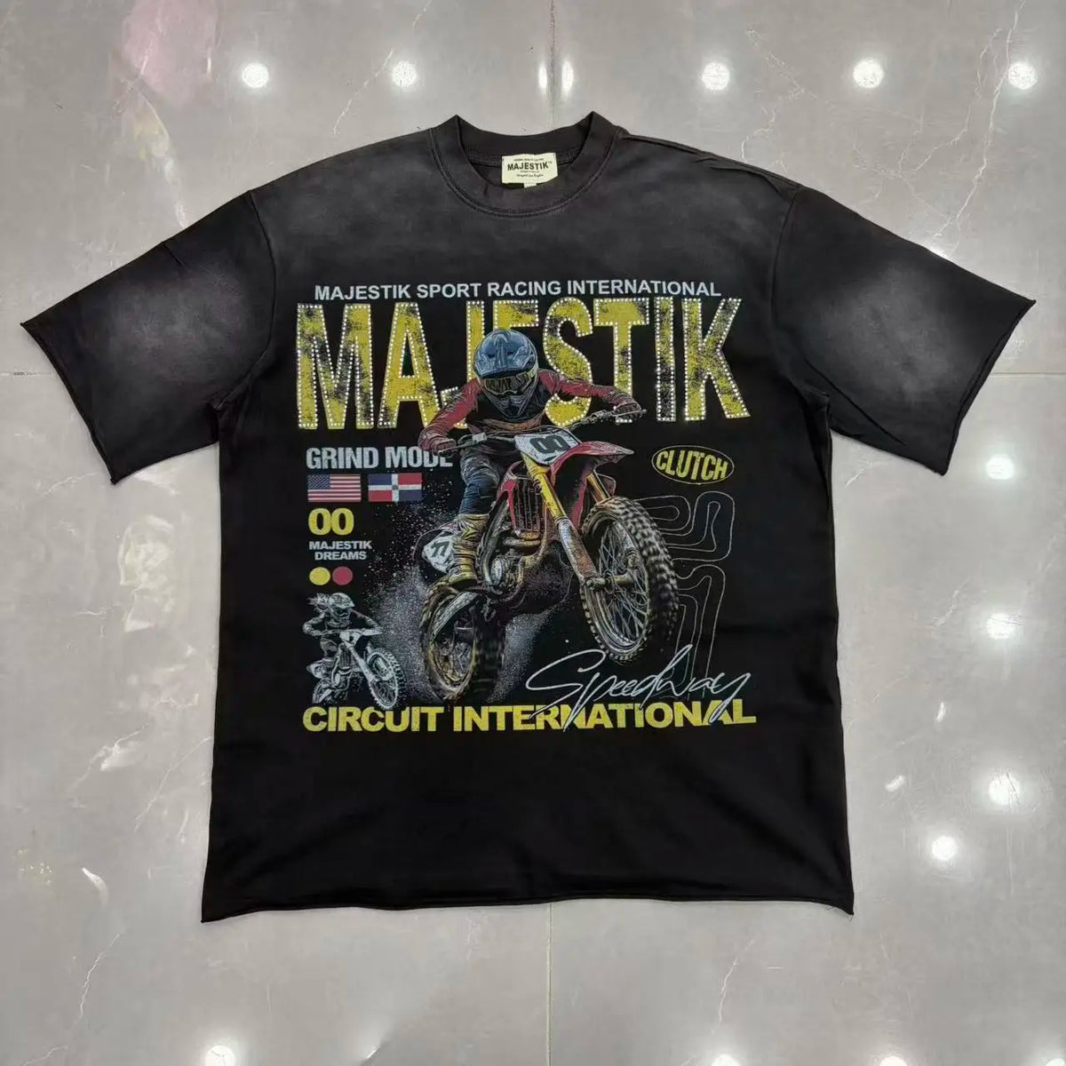 MAJESTIK Men's Cotton Rhinestone Letter Print Casual Sleeveless T Shirt