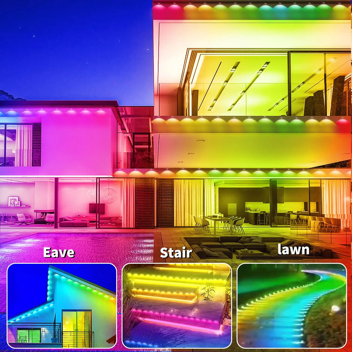 MIMIRGB Waterproof RGB Bluetooth Outdoor LED String Lights