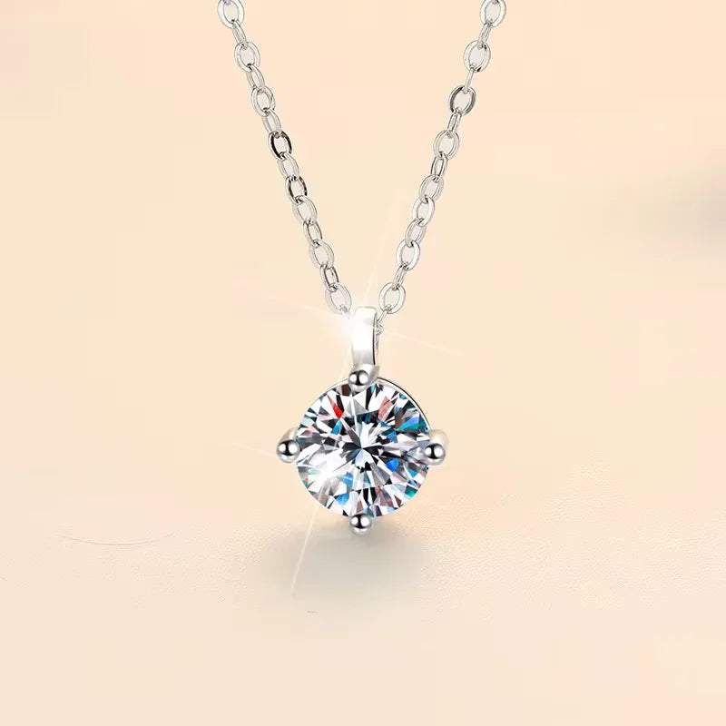 Stunning Moissanite Pendant Necklace On Sterling Silver Chain For Women