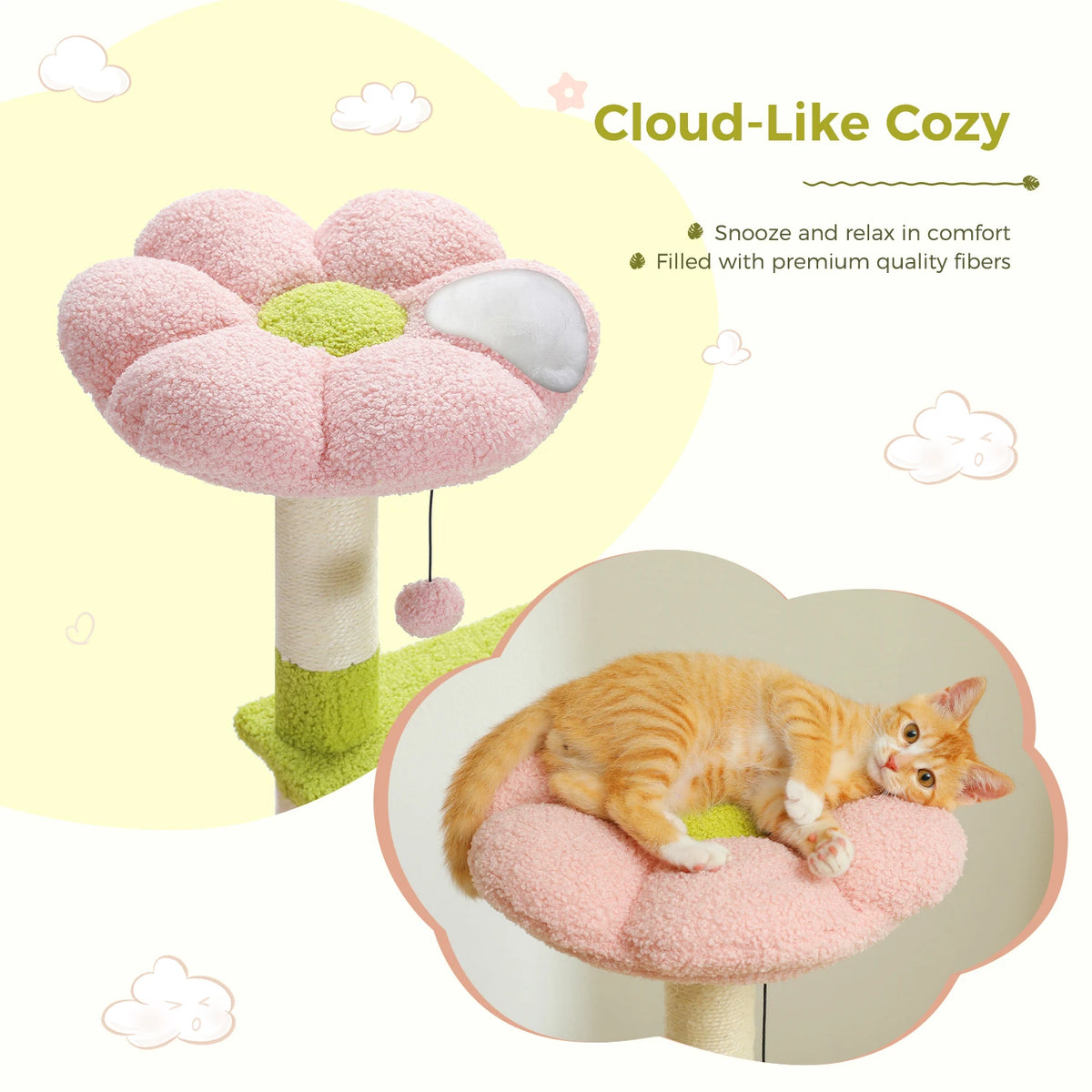 PAWZ Road Flower Cat Tree Featuring Sisal Posts And Perch