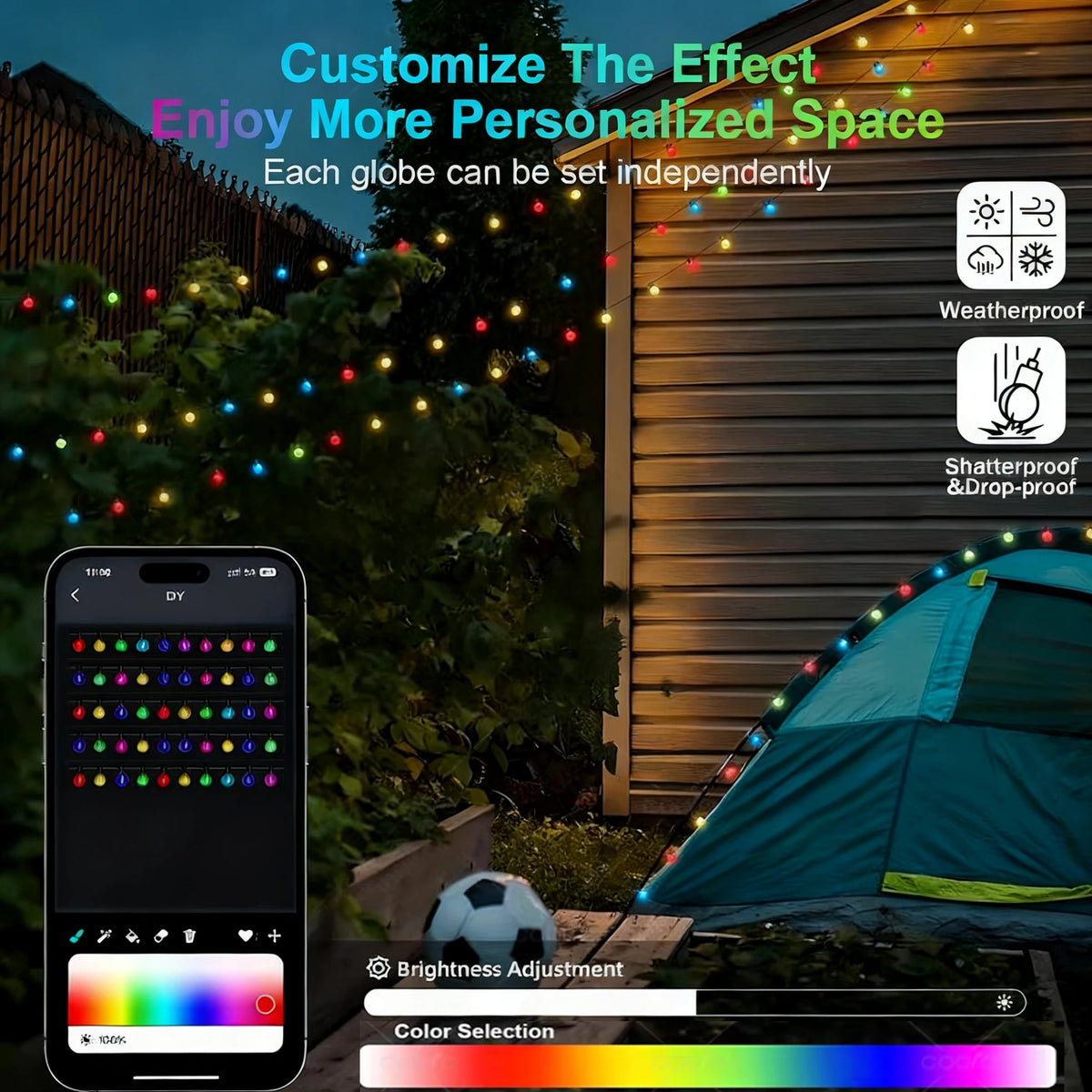 RGB Bluetooth Music Sync LED Fairy Lights for Holiday Decor