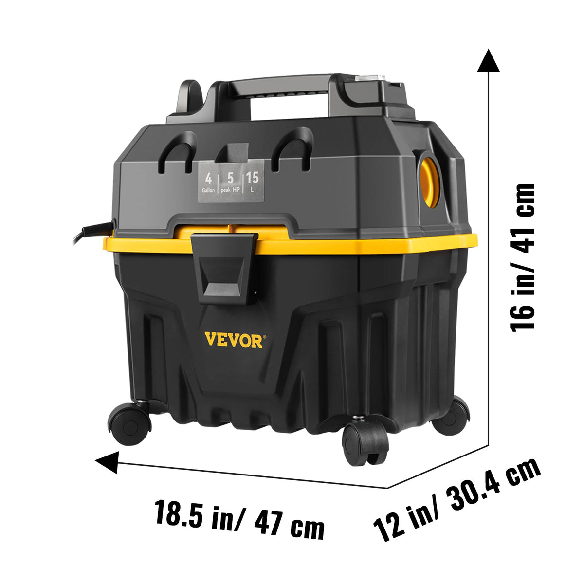 SucceBuy Portable Wet Dry Vacuum Cleaner 15L Strong Suction