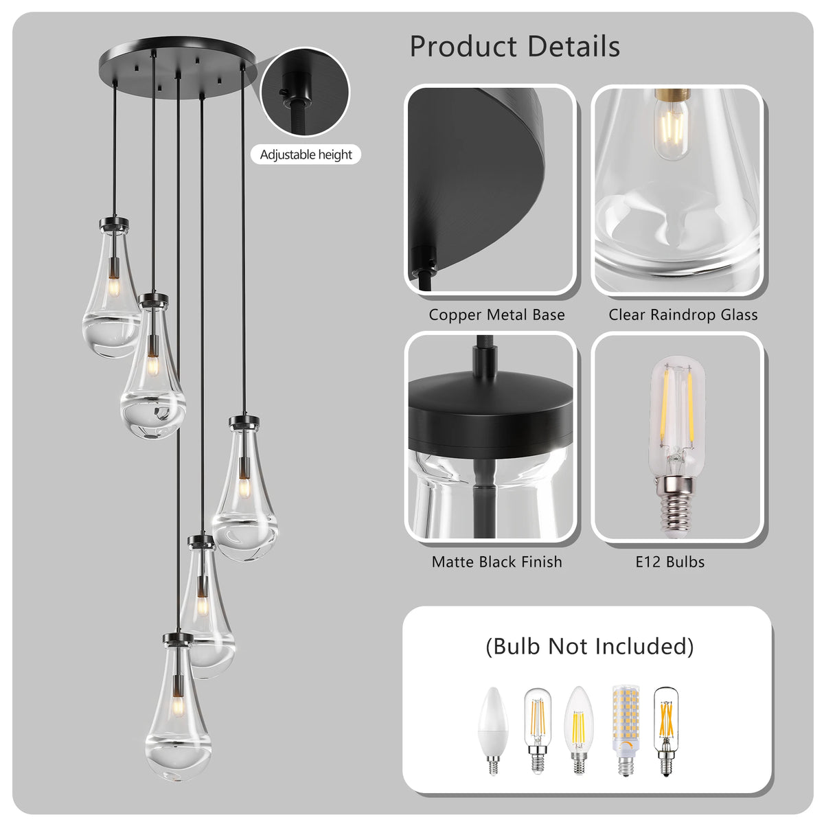 Zhikea 5 Light Cluster Pendant Chandelier For Modern Homes