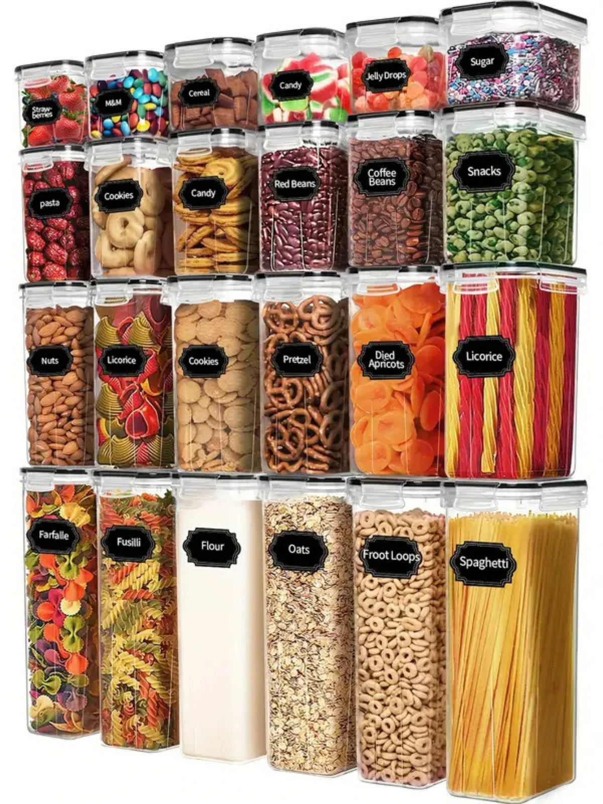 Food Grade Airtight Storage Containers With Labels Set
