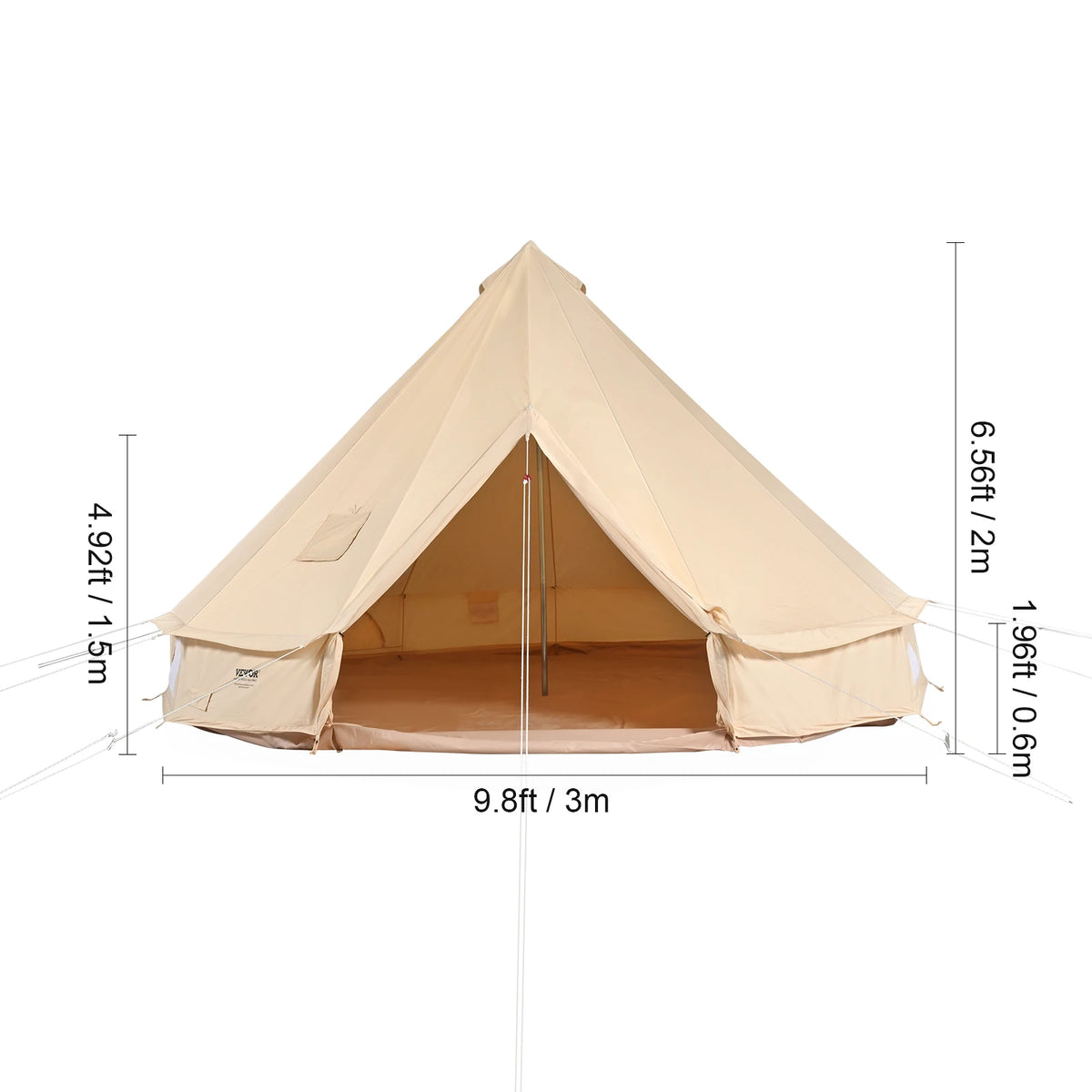 SucceBuy Canvas Bell Tent With Stove Ventilation For Camping