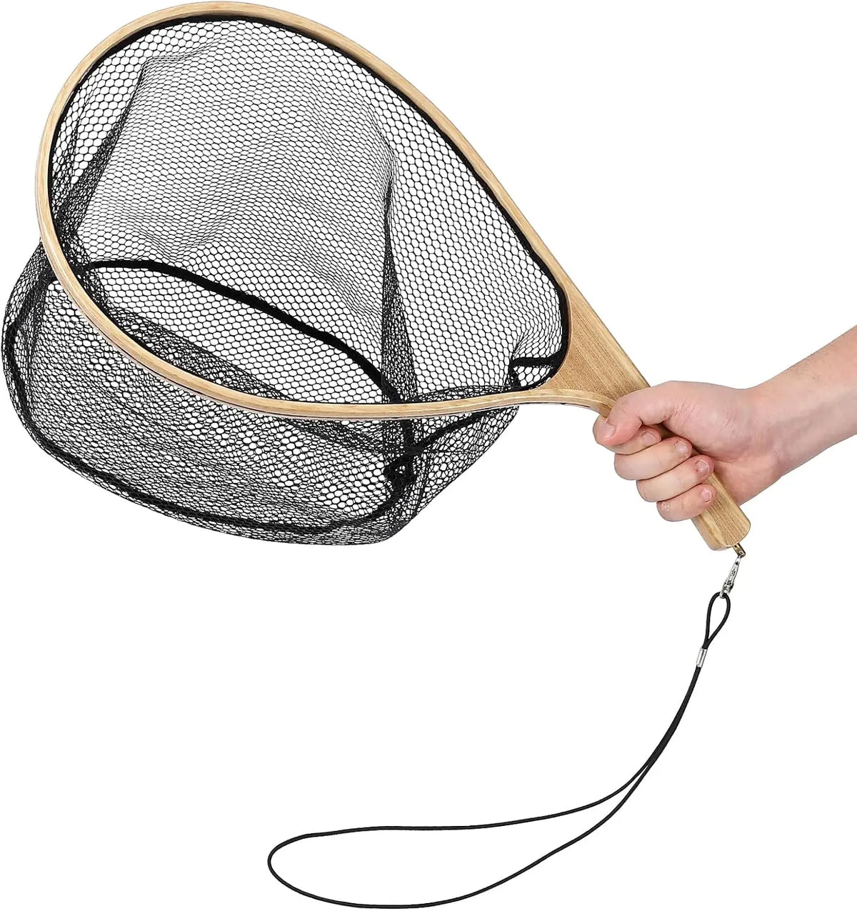 Lightweight Handheld Wooden Fishing Net For Trout And Bass