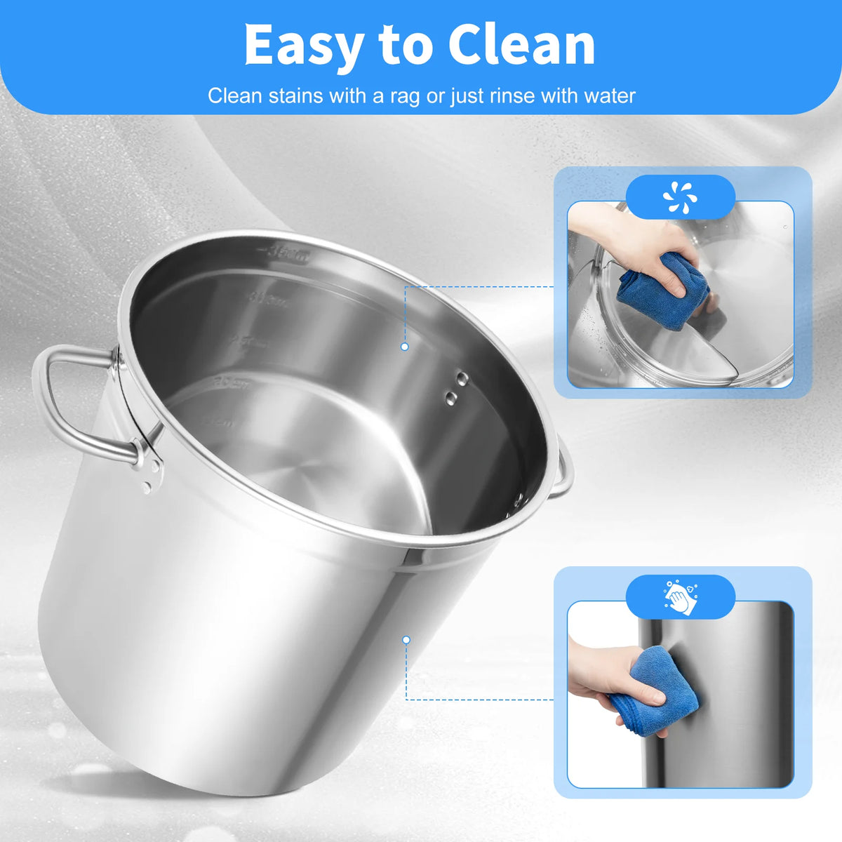 Multifunctional Stainless Steel Stock Pot With Durable Handles Secure Lid