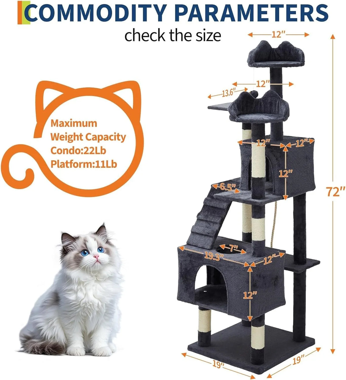 Large Cat Tree With Condos Perches And Sisal Scratching Posts