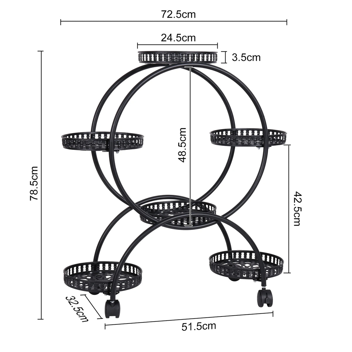 BINGOPAW Six Tier Metal Plant Stand With Wheels For Gardens