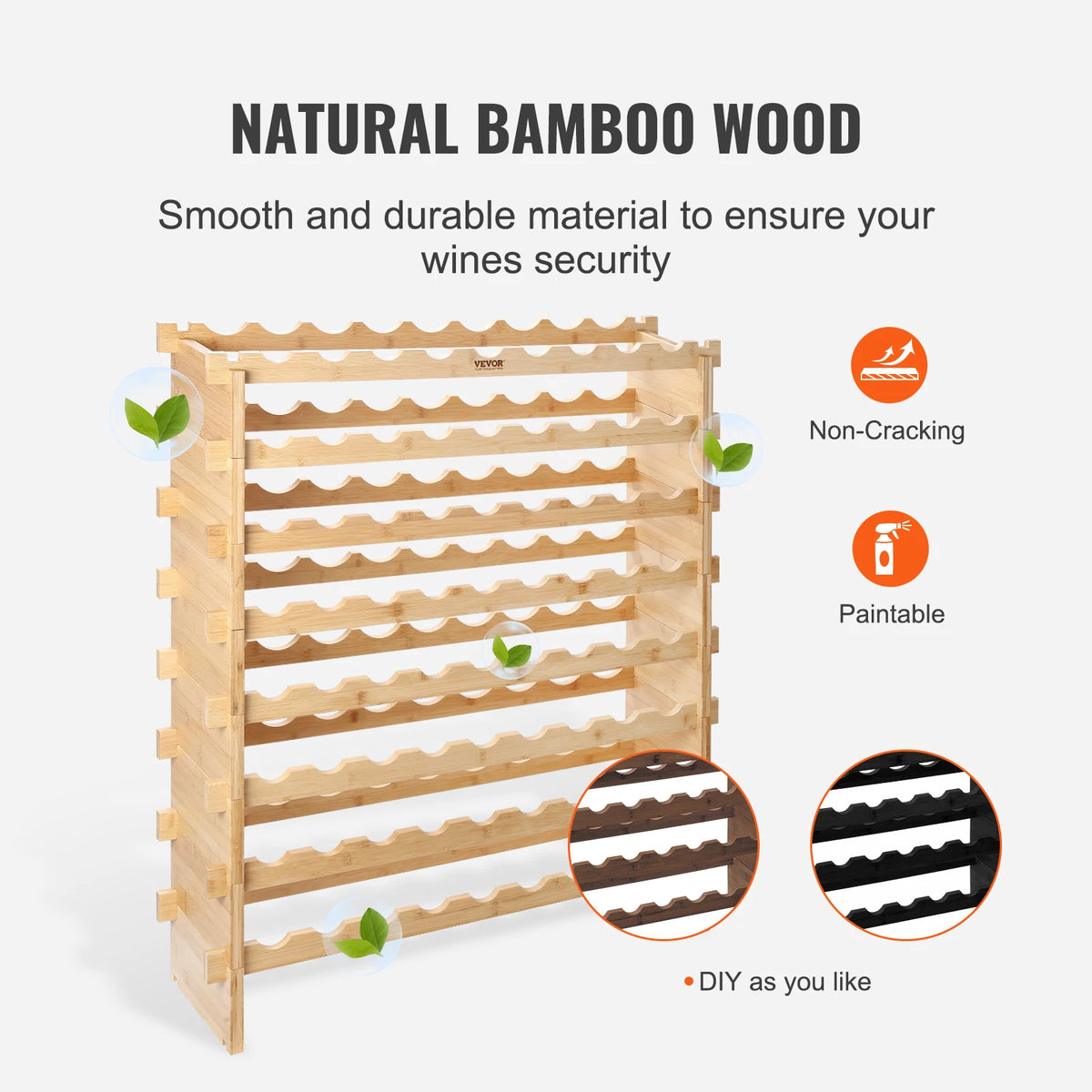SucceBuy Bamboo Stackable Modular Wine Rack Storage Shelf