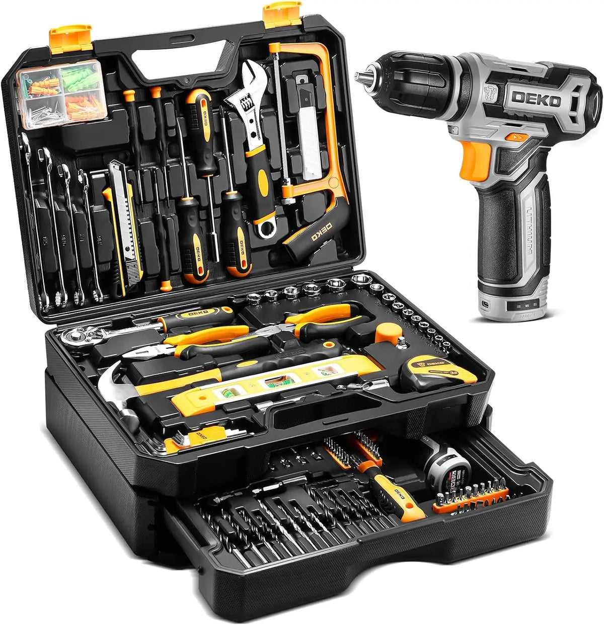 DEKO Cordless Drill And Screwdriver Storage Toolbox Kit