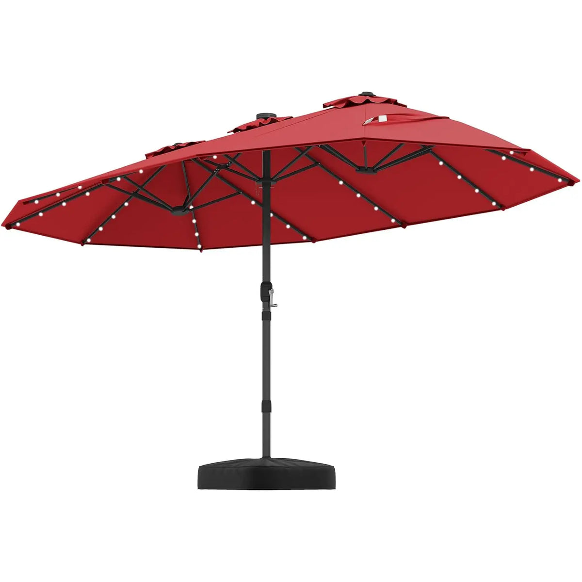 Double-Sided Solar Patio Umbrella With LED Lights And Vented Top