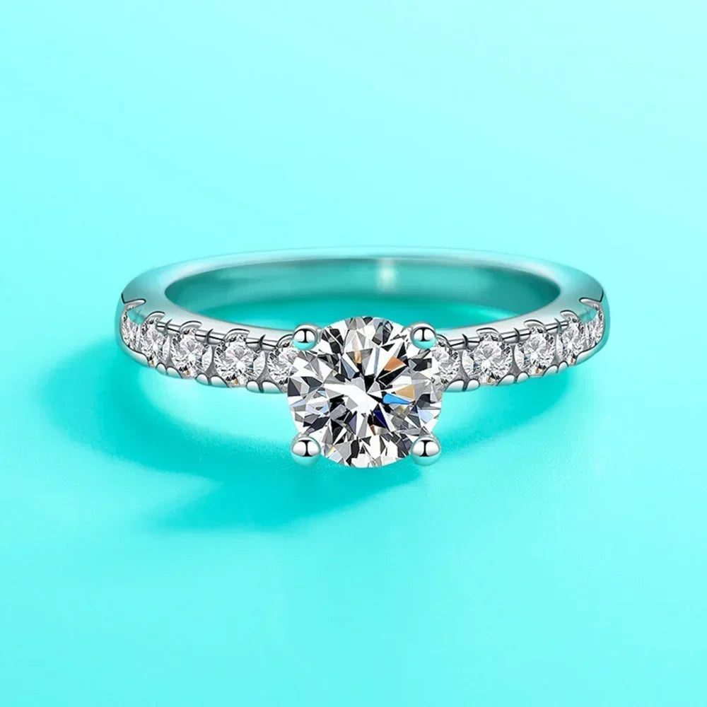 CBTB Sterling Silver Moissanite Four Claw Wedding Ring for Women