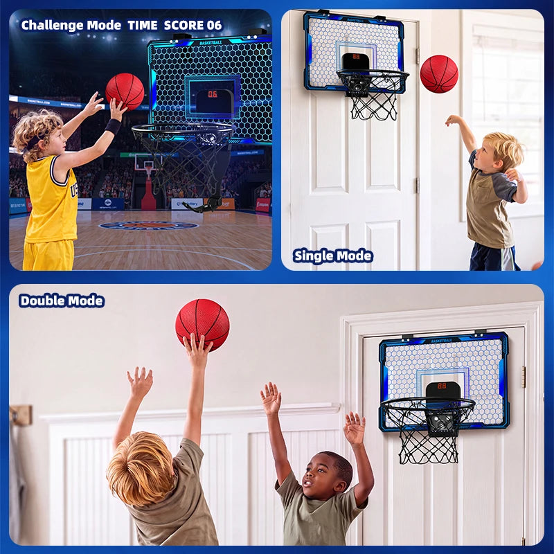 Indoor Wall Mounted Mini Basketball Hoop Set With Led Scoreboard