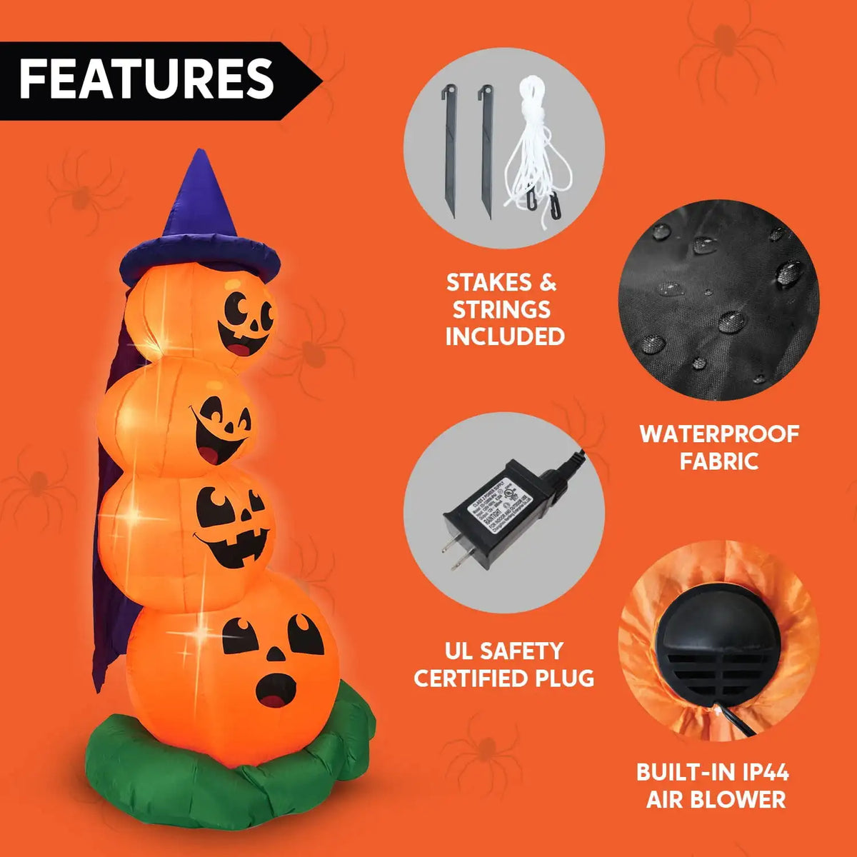 Joyfy Halloween Inflatable Stacked Pumpkins Led Outdoor Indoor Decor
