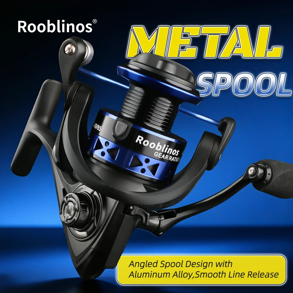Rooblinos Metal Spool Spinning Fishing Reel Five Point Two Gear Ratio