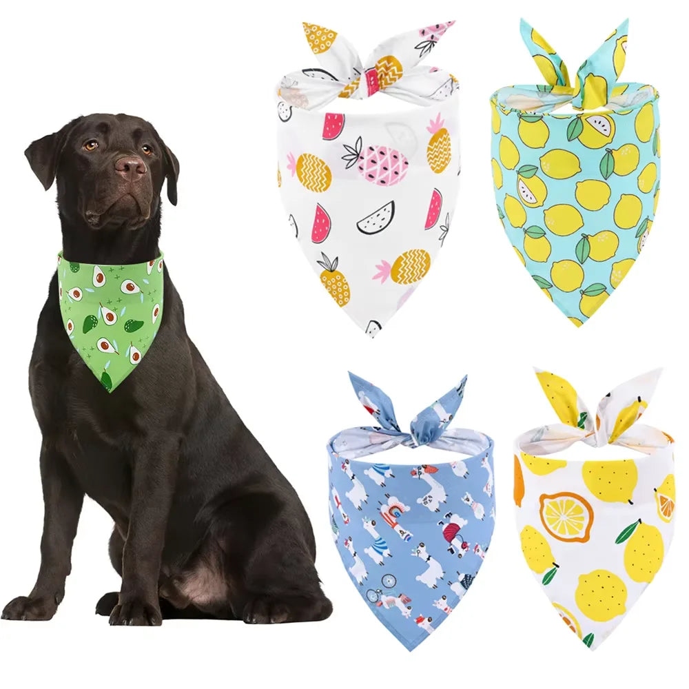 Soft Adjustable Fruit Floral Washable Dog Bandana Accessory