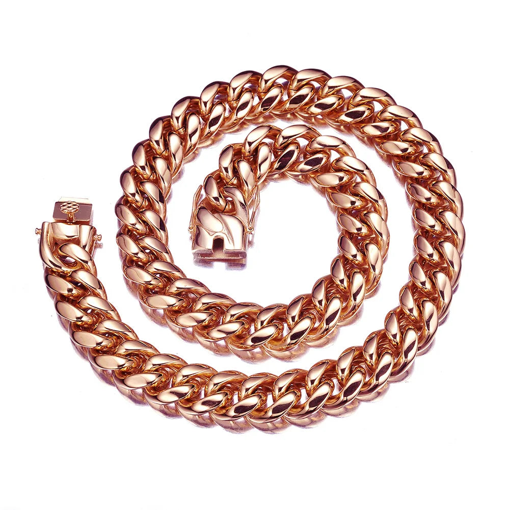 Unisex Havana Style Stainless Steel Link Chain Necklace For Men And Women