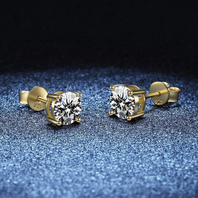 Angel Bola Moissanite Stud Earrings in Sterling Silver for Women