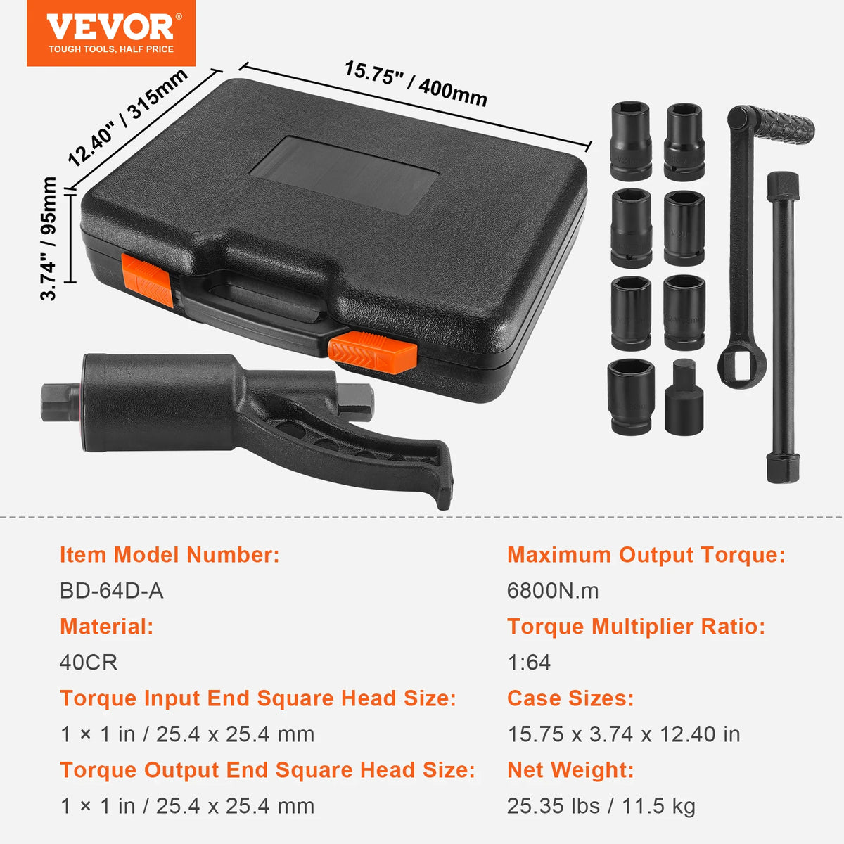SucceBuy Heavy Duty Torque Multiplier Wrench Set With Case
