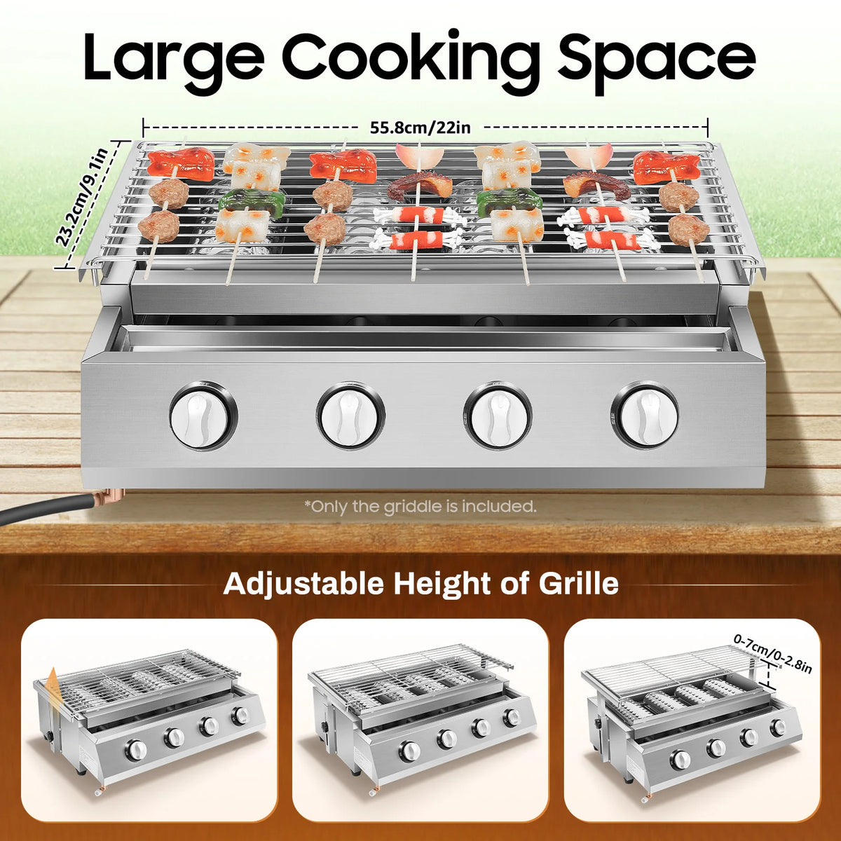 Four Burner Propane Gas Grill With Portable Outdoor Barbecue Design