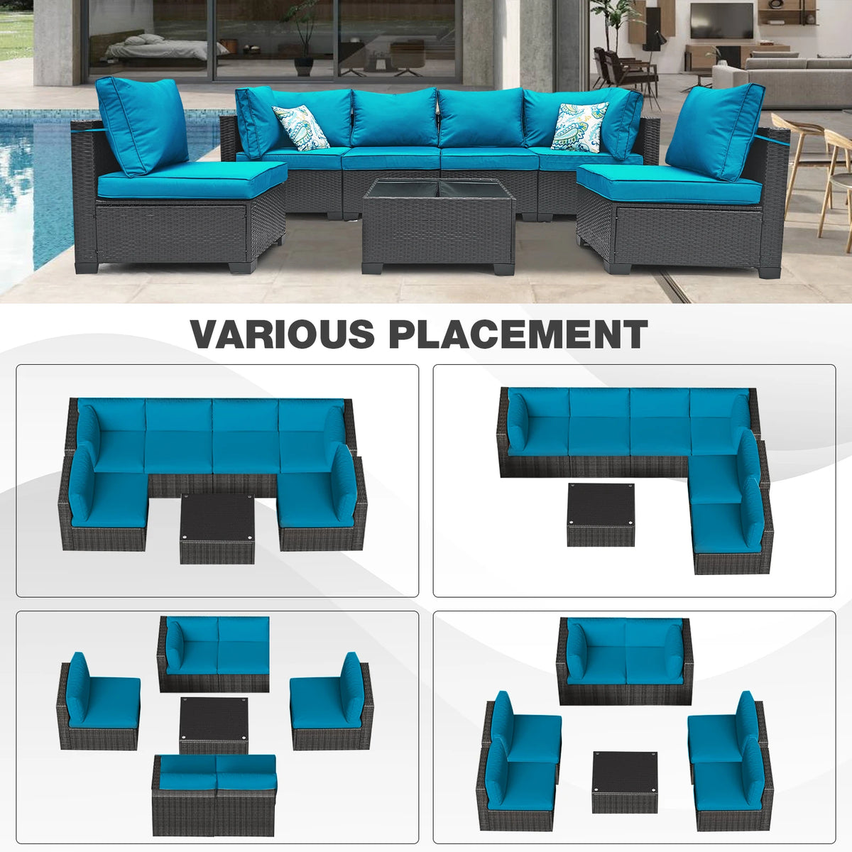Modern Style Wicker All Weather Outdoor Patio Conversation Furniture Set