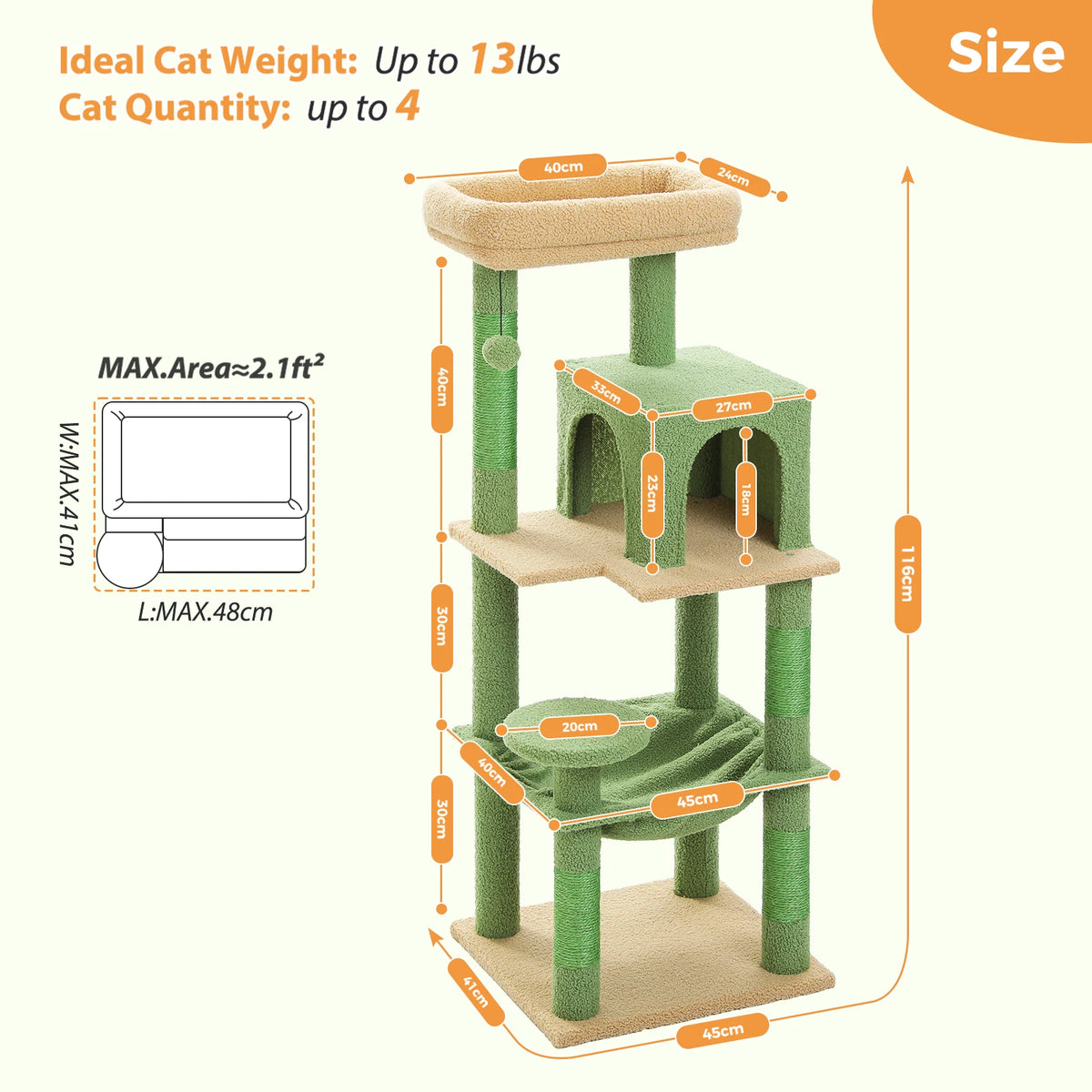 Petepela Indoor Cat Tower With Metal Frame And Hammock