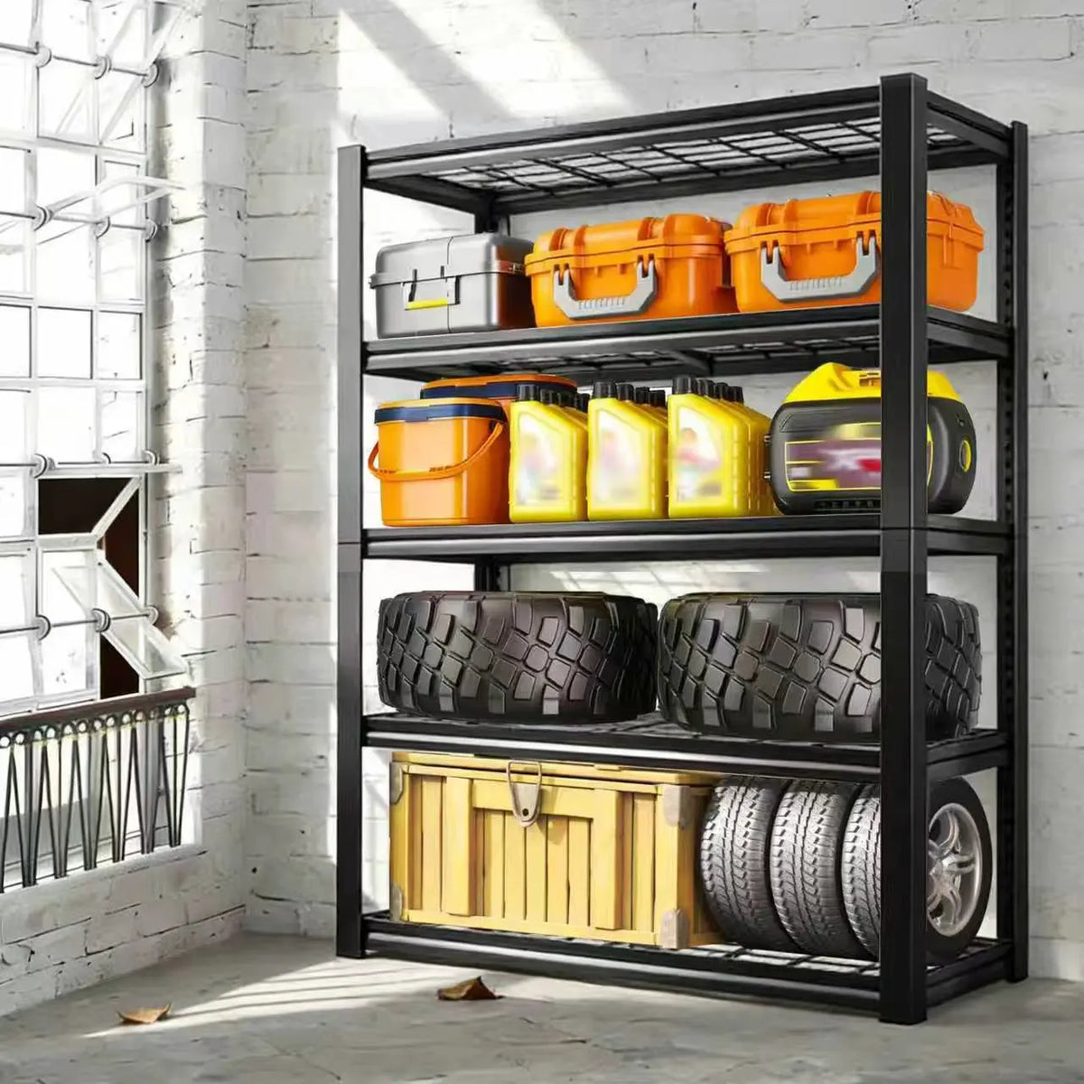 SARENZOON Adjustable Metal Double Layer Commercial Storage Rack