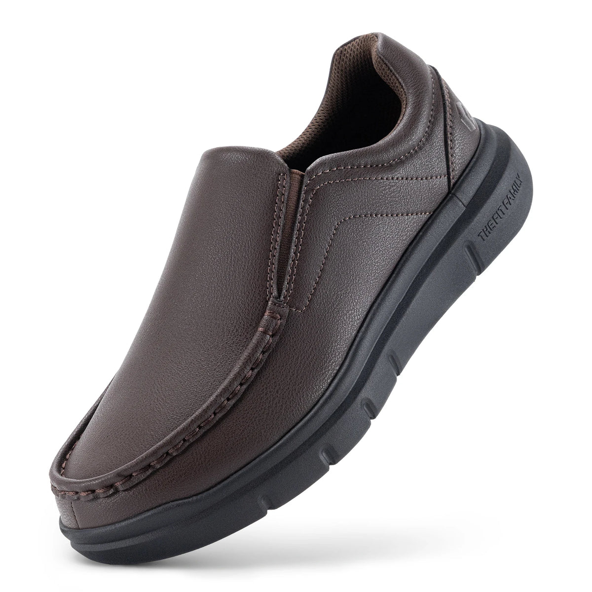 FitVille Men's Leather Slip On Loafers With Arch Support Walking Comfort