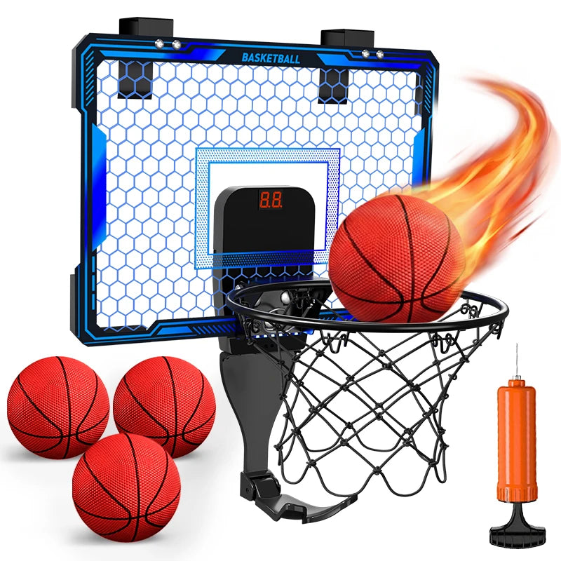 Indoor Wall Mounted Mini Basketball Hoop Set With Led Scoreboard