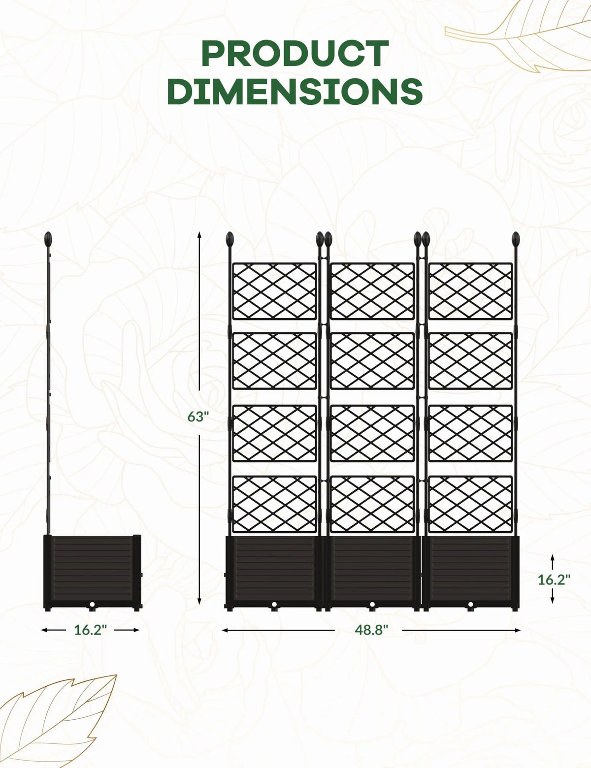 HiMISS Modern Raised Garden Bed Planter With Trellis