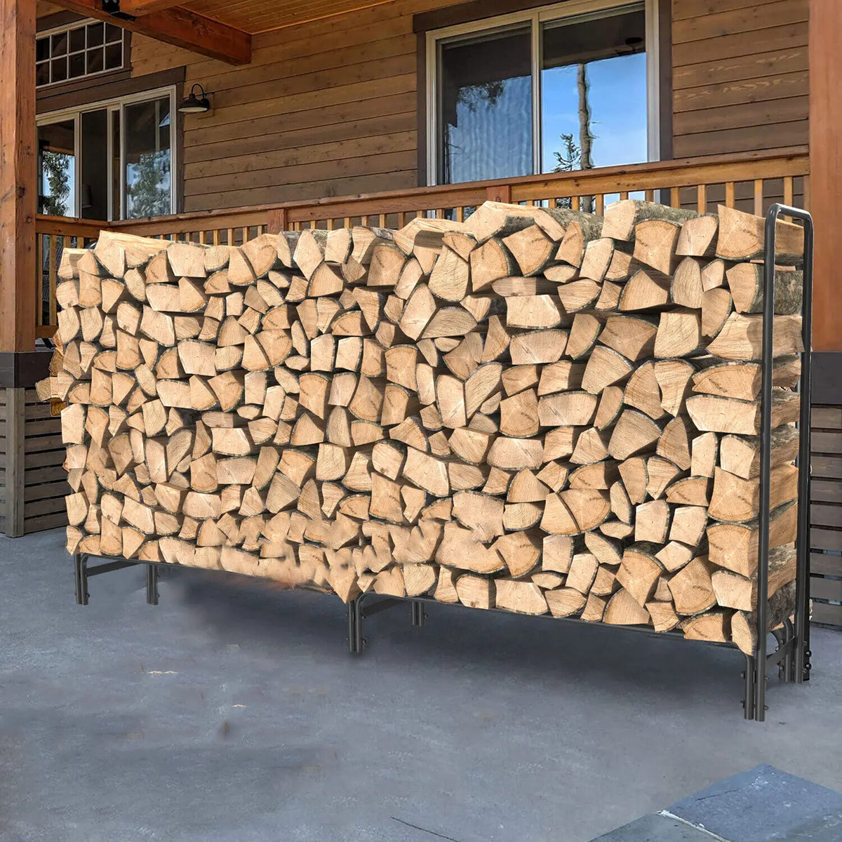 Heavy Duty Metal Firewood Log Rack Indoor Outdoor Storage