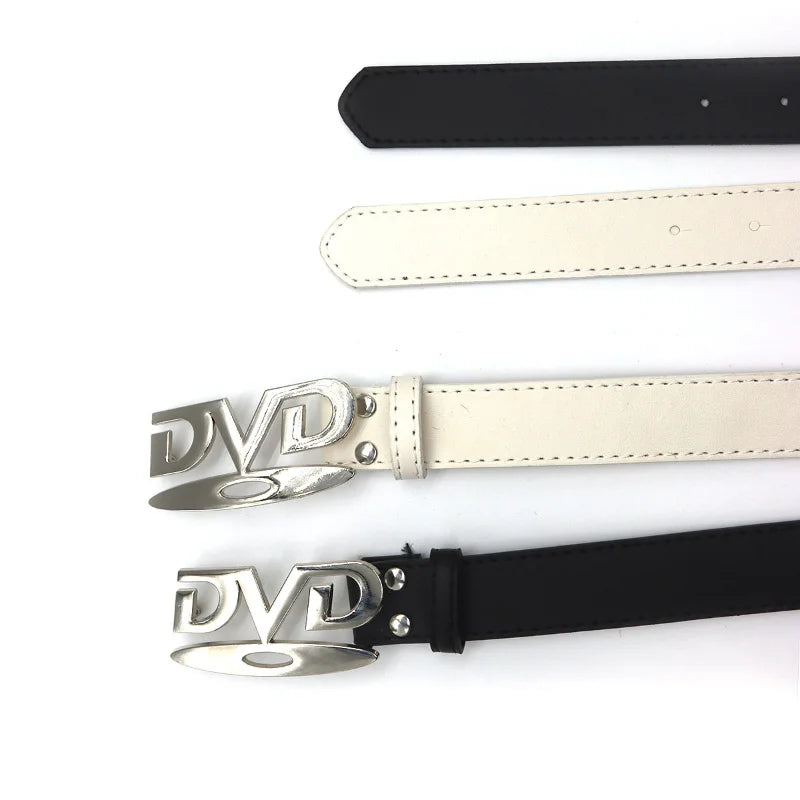 Unisex Nostalgic DVD Buckle Belt With Decorative Letter Design