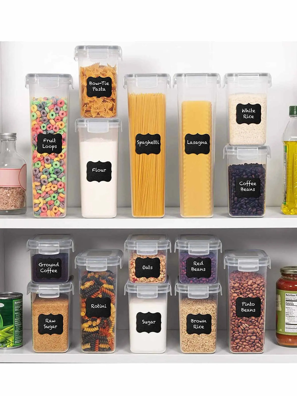Food Grade Airtight Storage Containers With Labels Set