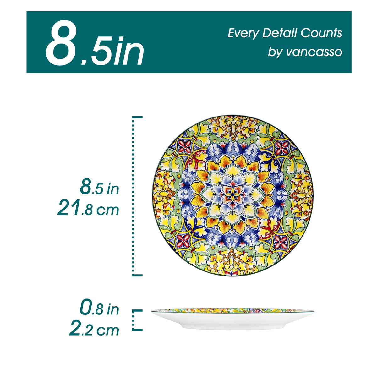 MALACASA Floral Ceramic Dinner Plates Bohemian Porcelain Tableware Set