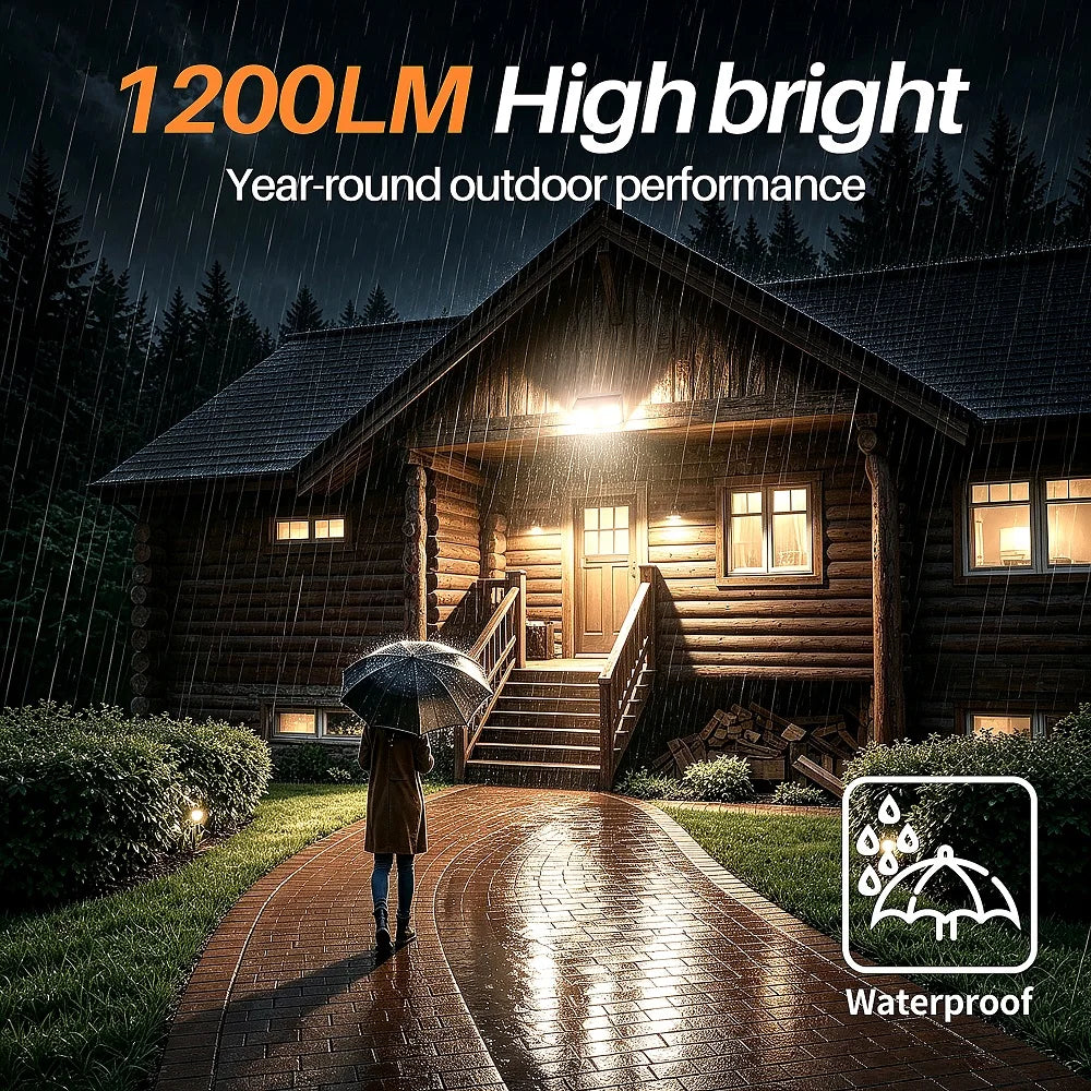 Intelamp Solar Outdoor Floodlight With Radar Detection And Battery Power