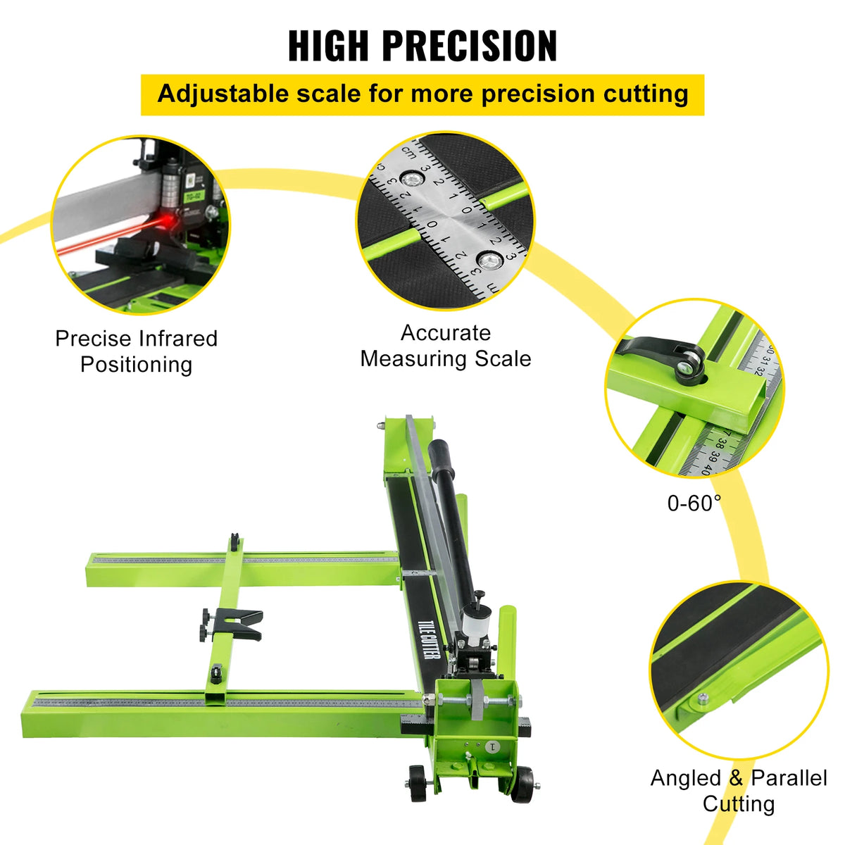 Manual Tile Cutter With Infrared Laser Positioning For Precision Cuts