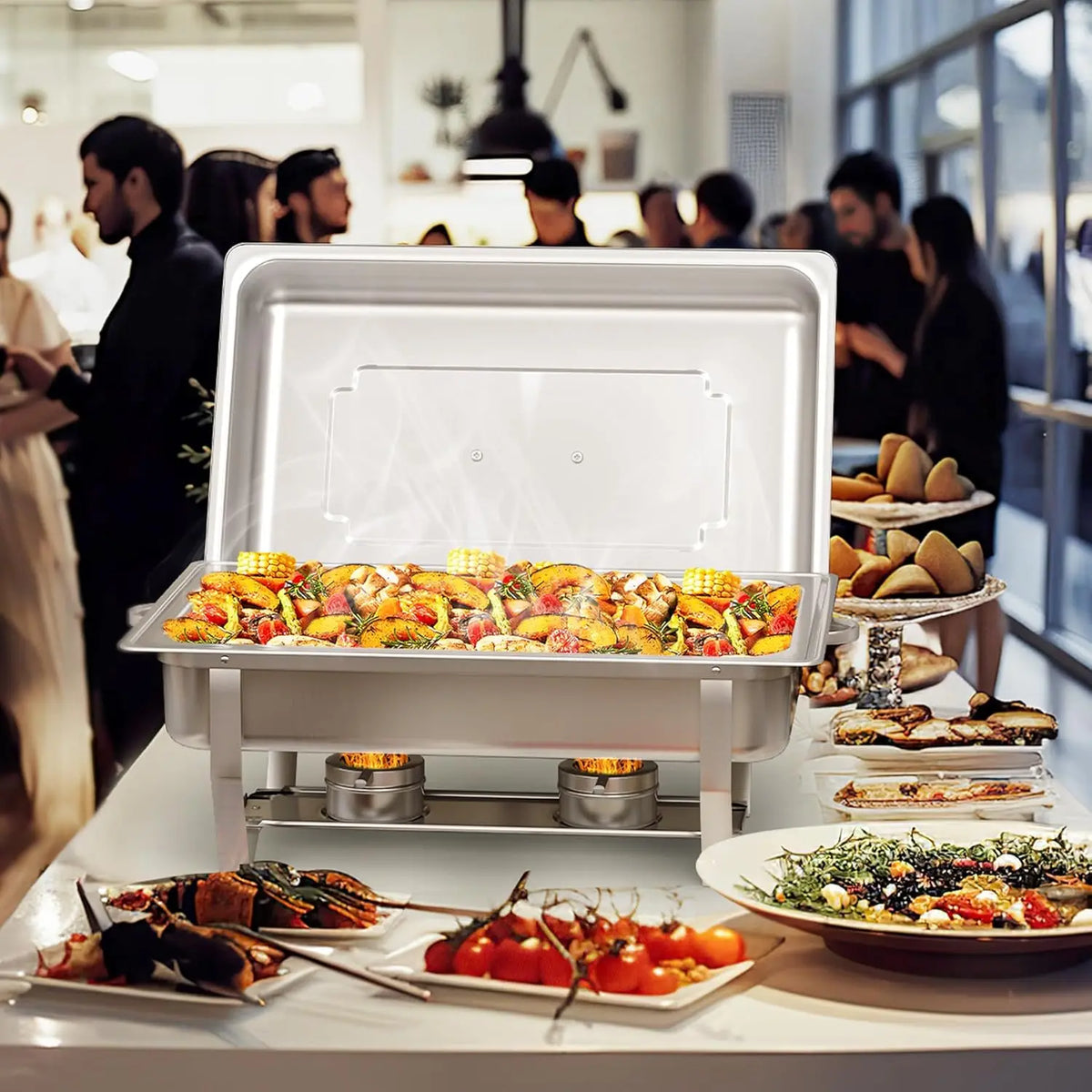 Stainless Steel Chafing Dish Buffet Set With Lids For Catering