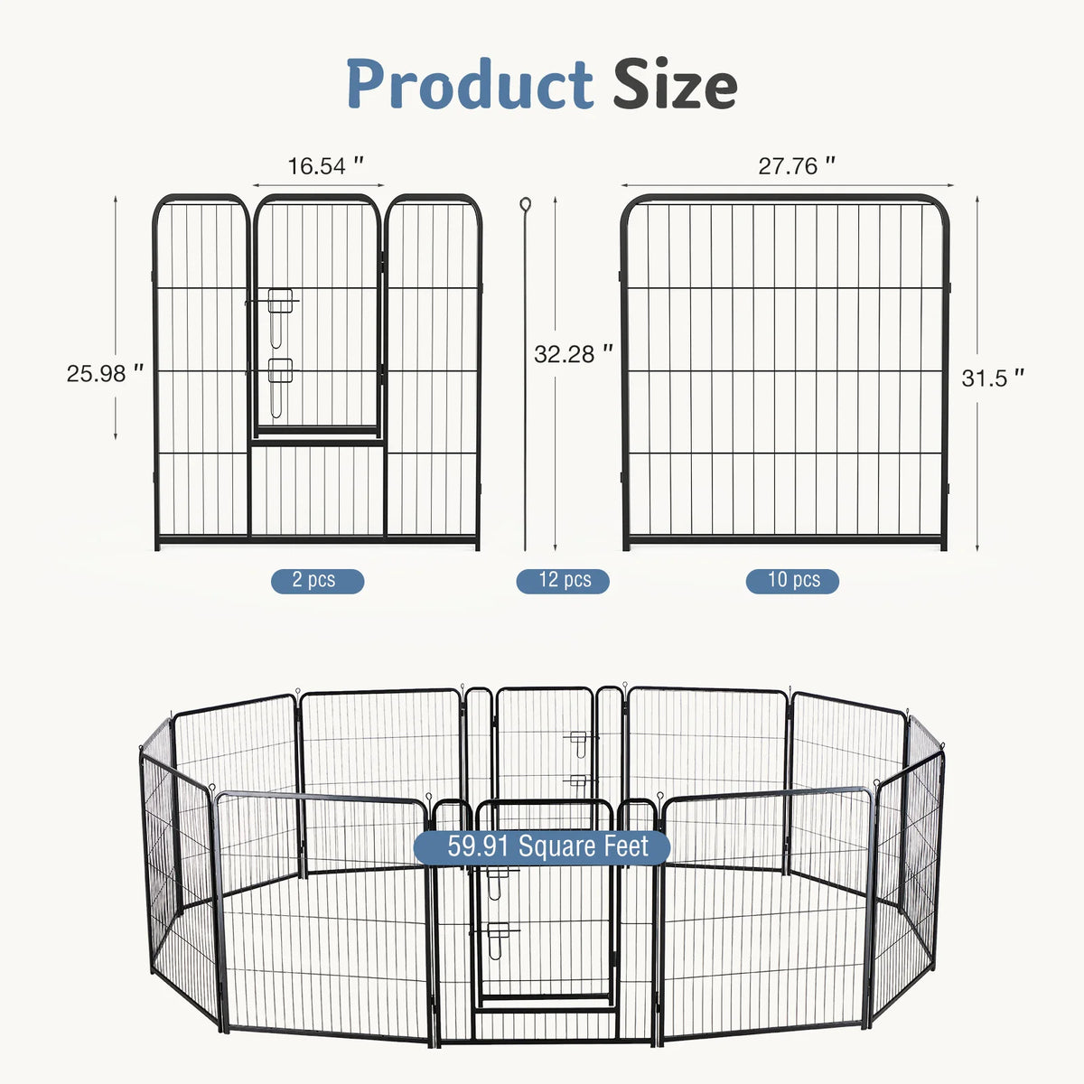 JHK Foldable Metal Dog Playpen for Indoor and Outdoor Use