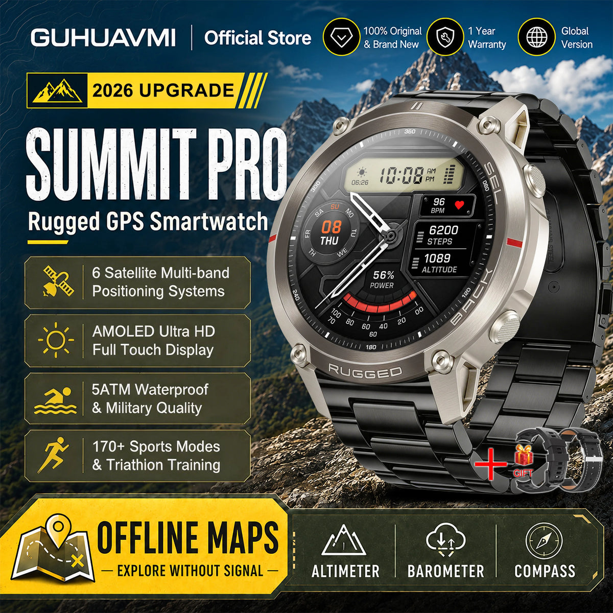 Professional GPS Smart Watch With Offline Maps And Sports Tracking