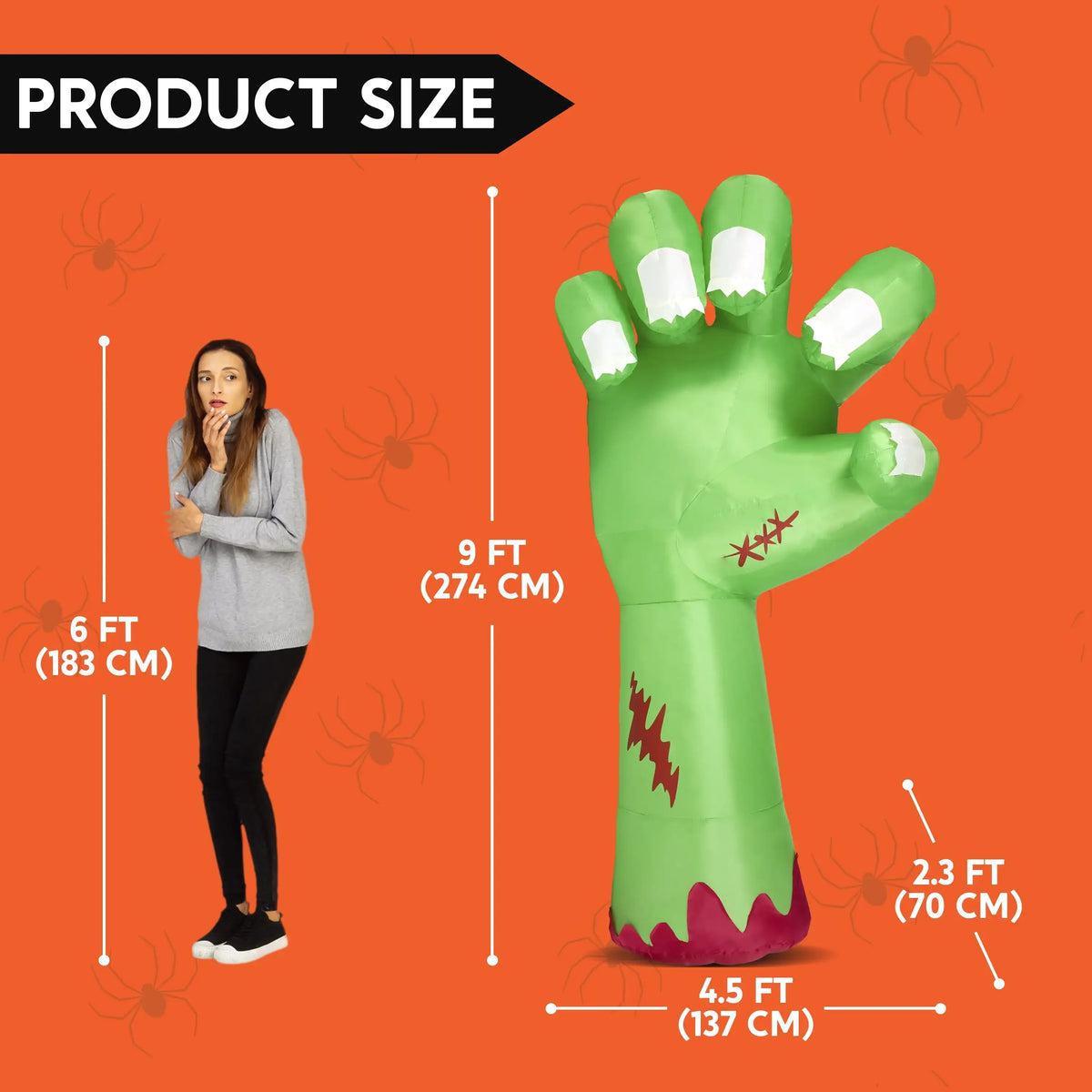 Joyfy Giant Zombie Arm Halloween Inflatable Outdoor Decoration With LEDs