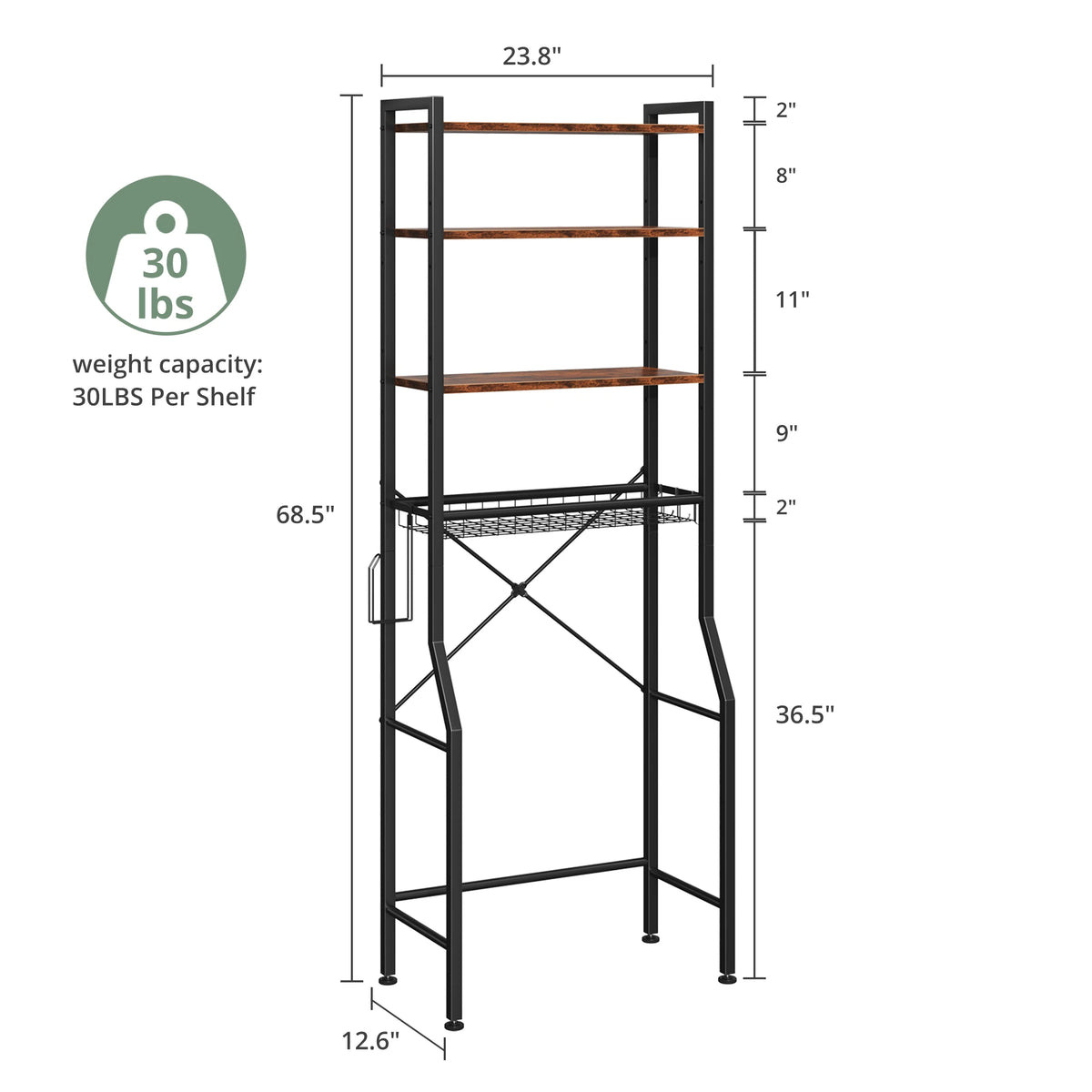 JHK Four Tier Over Toilet Bathroom Storage Organizer Shelf