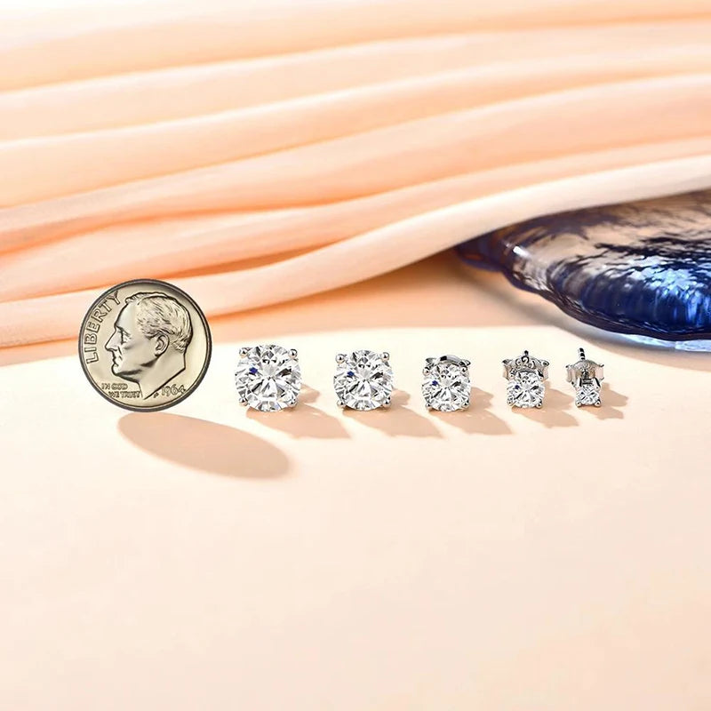 Attagems Four Claw Moissanite Stud Earrings S925 Sterling Silver