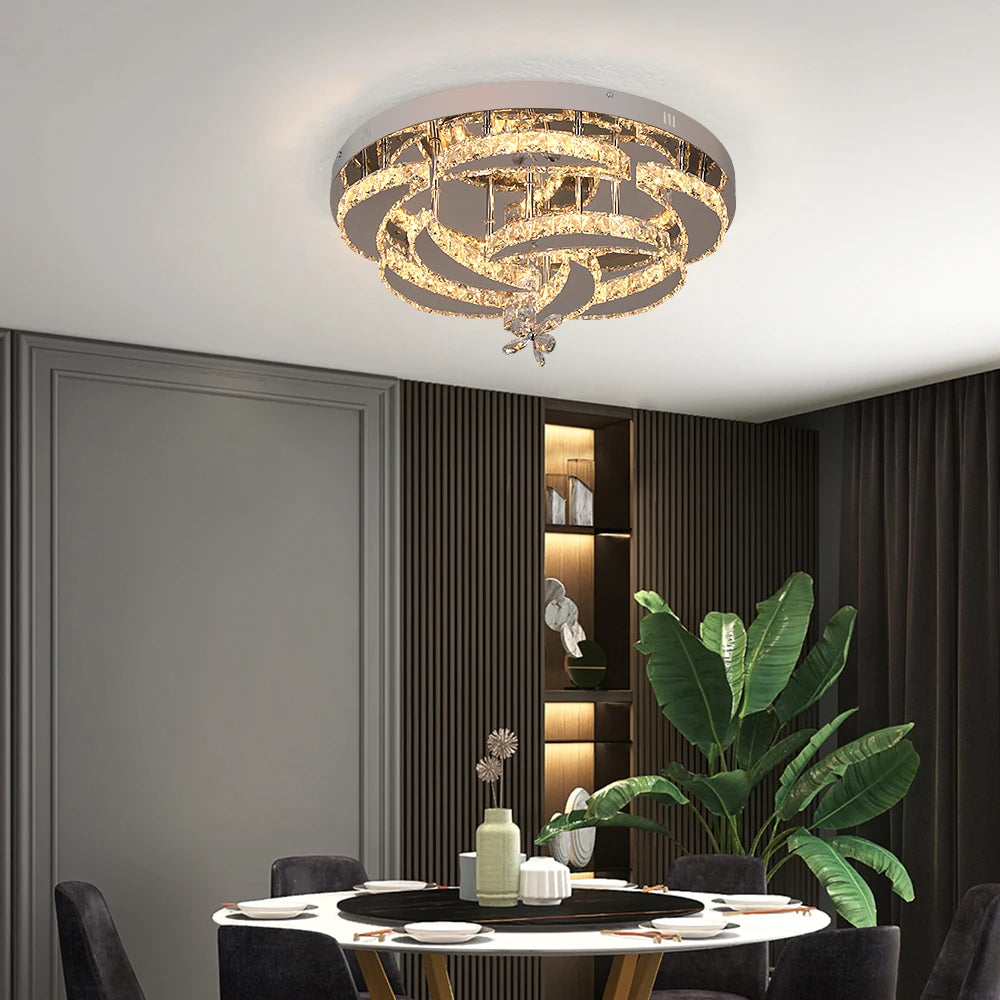 GreeLustr Modern Crystal Led Ceiling Chandelier Light Fixture