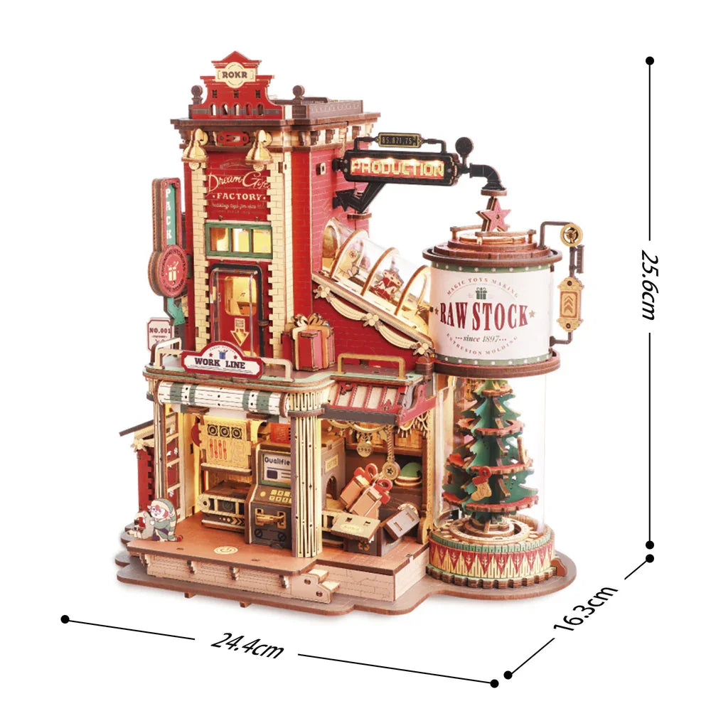 Robotime Christmas Dream Factory Wooden Music Box Puzzle Kit