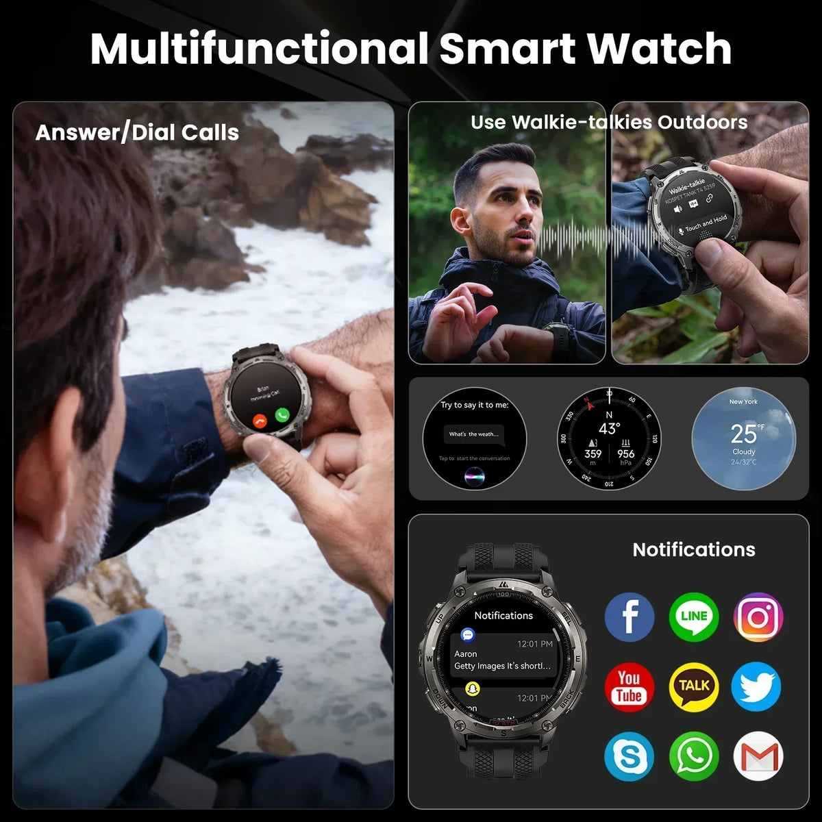 KOSPET Tank T4 GPS Smartwatch With Offline Maps Health Tracking